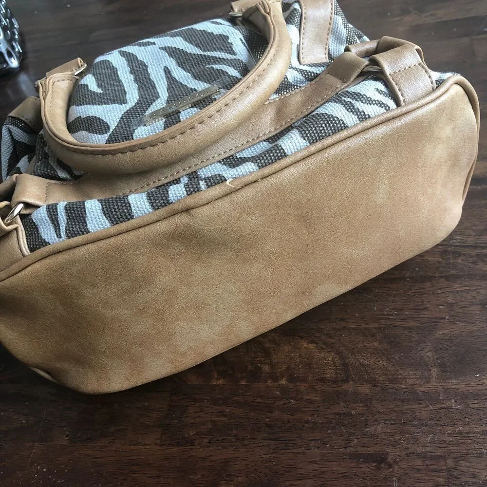 Rampage NWT Zebra Print Satchel Bag Purse – Tan Faux Leather